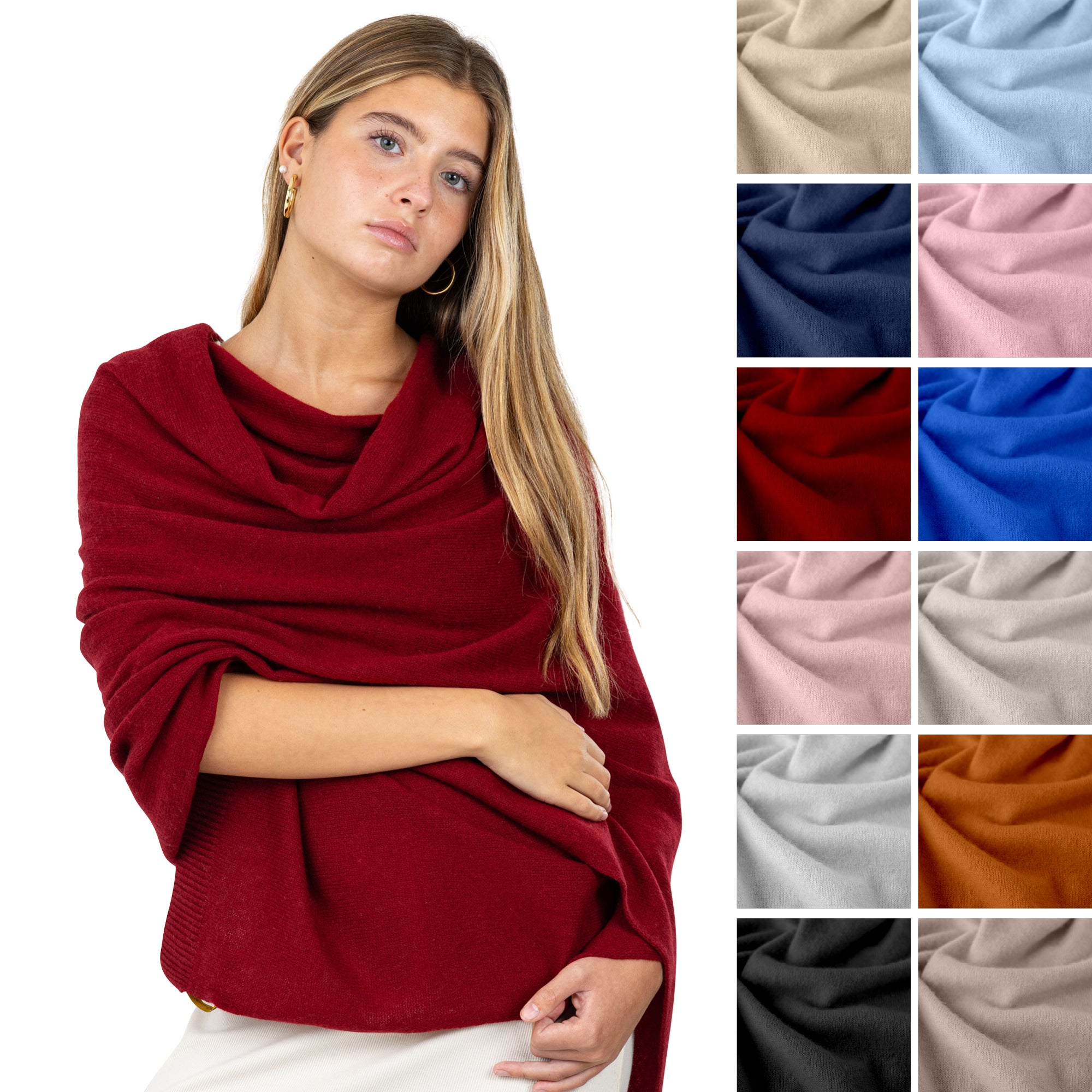 Velanio Cashmere Luxury Knitted Wrap Travel Shawl Scarf, Pashmina Stole, All-Season Scarf for Women Cashmere Wool Blend