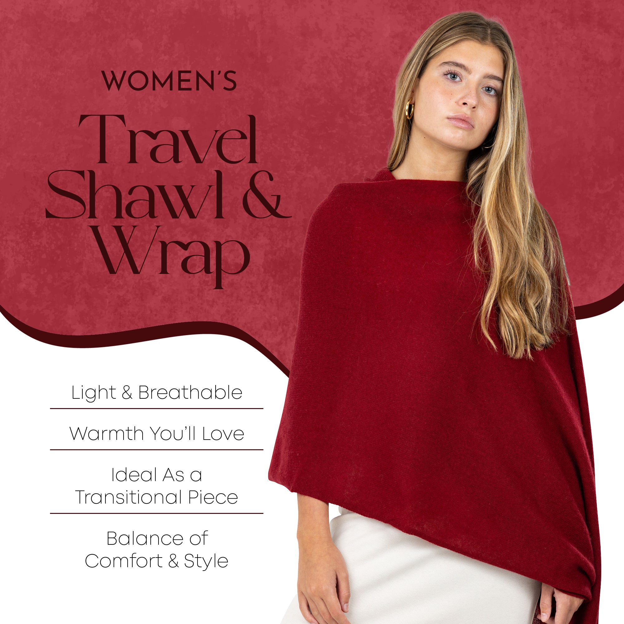 Velanio Cashmere Luxury Knitted Wrap Travel Shawl Scarf, Pashmina Stole, All-Season Scarf for Women Cashmere Wool Blend