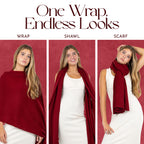 Velanio Cashmere Luxury Knitted Wrap Travel Shawl Scarf, Pashmina Stole, All-Season Scarf for Women Cashmere Wool Blend