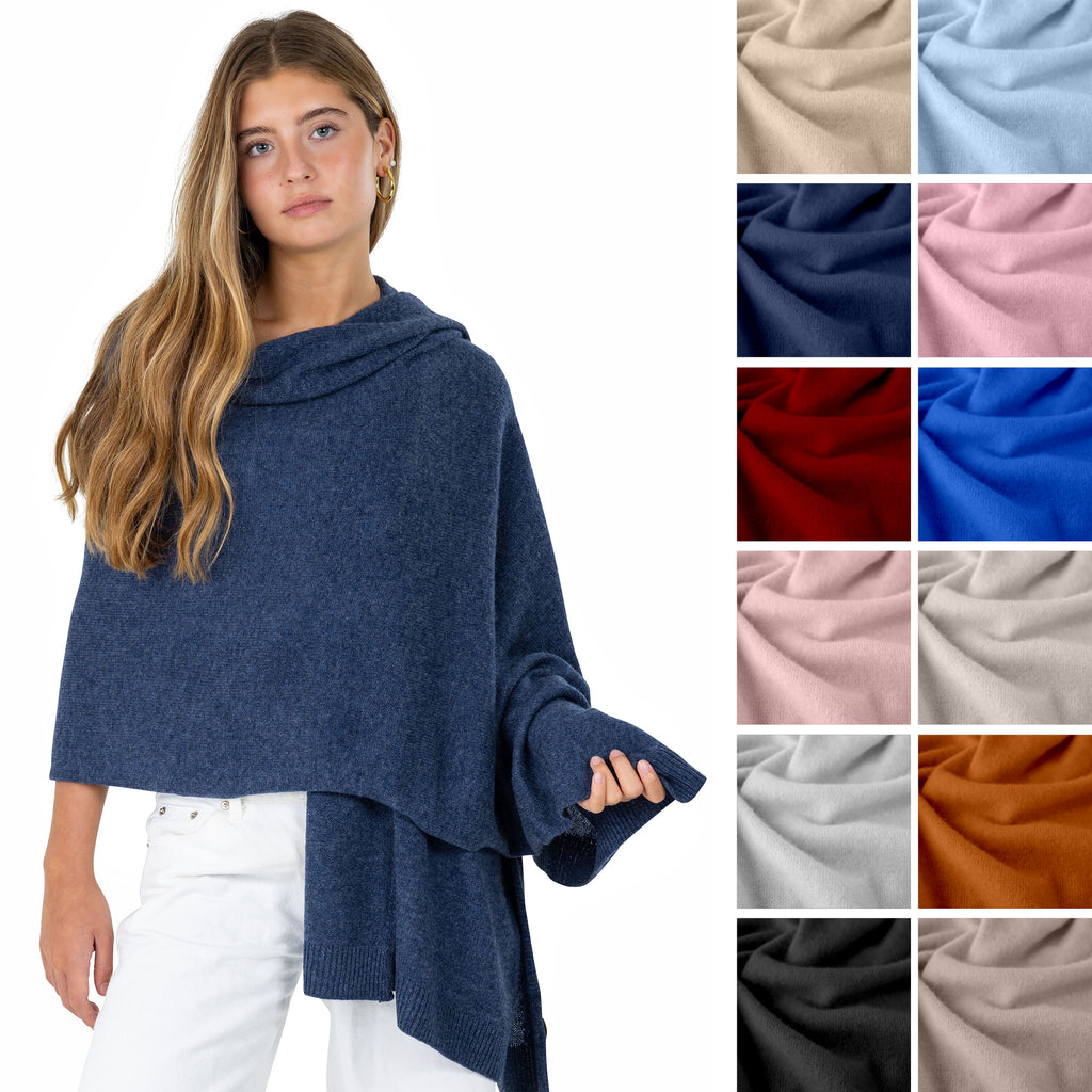 Velanio Cashmere Luxury Knitted Wrap Travel Shawl Scarf, Pashmina Stole, All-Season Scarf for Women Cashmere Wool Blend