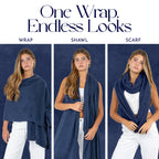 Velanio Cashmere Luxury Knitted Wrap Travel Shawl Scarf, Pashmina Stole, All-Season Scarf for Women Cashmere Wool Blend