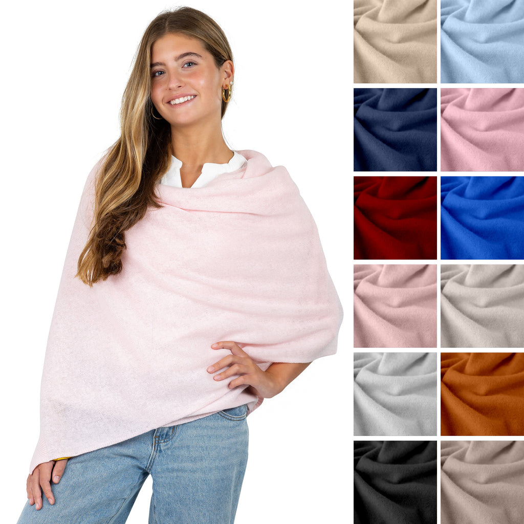 Velanio Cashmere Luxury Knitted Wrap Travel Shawl Scarf, Pashmina Stole, All-Season Scarf for Women Cashmere Wool Blend