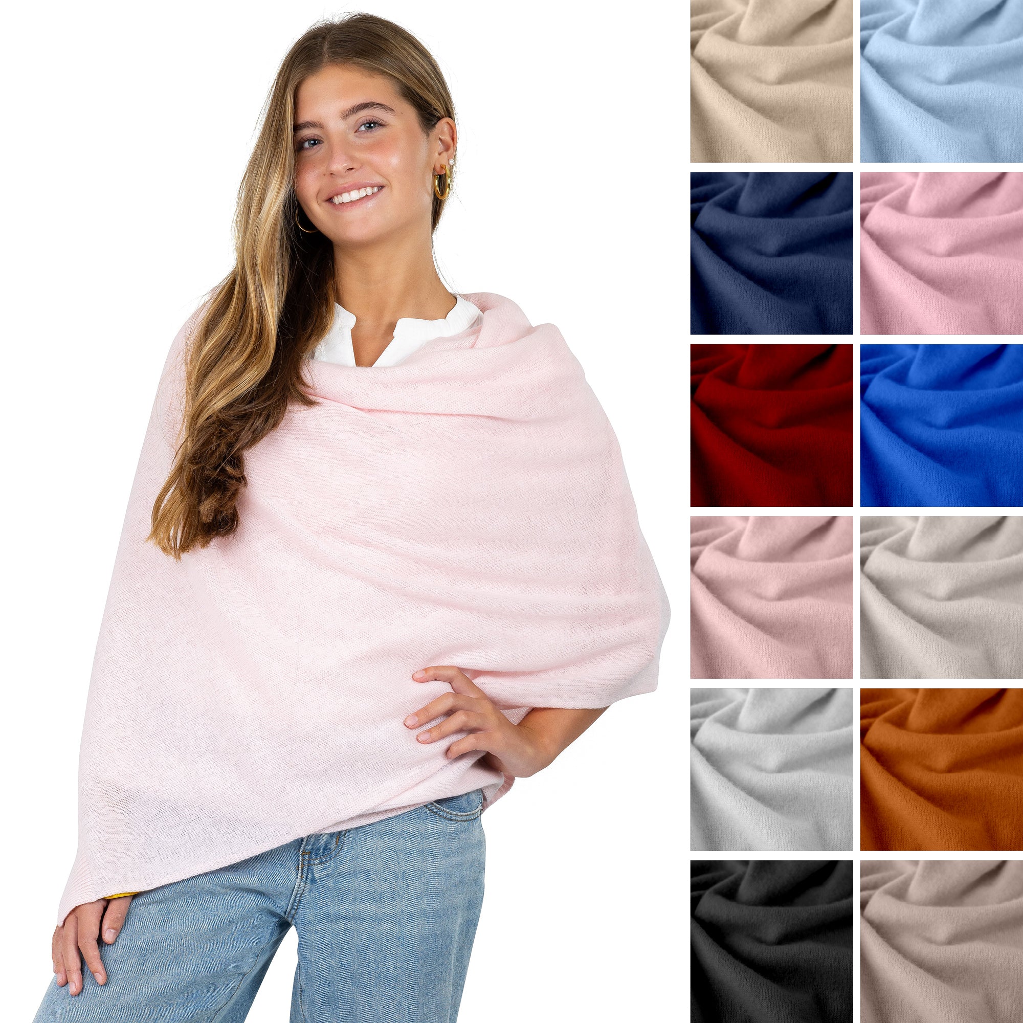 Velanio Cashmere Luxury Knitted Wrap Travel Shawl Scarf, Pashmina Stole, All-Season Scarf for Women Cashmere Wool Blend