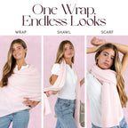 Velanio Cashmere Luxury Knitted Wrap Travel Shawl Scarf, Pashmina Stole, All-Season Scarf for Women Cashmere Wool Blend