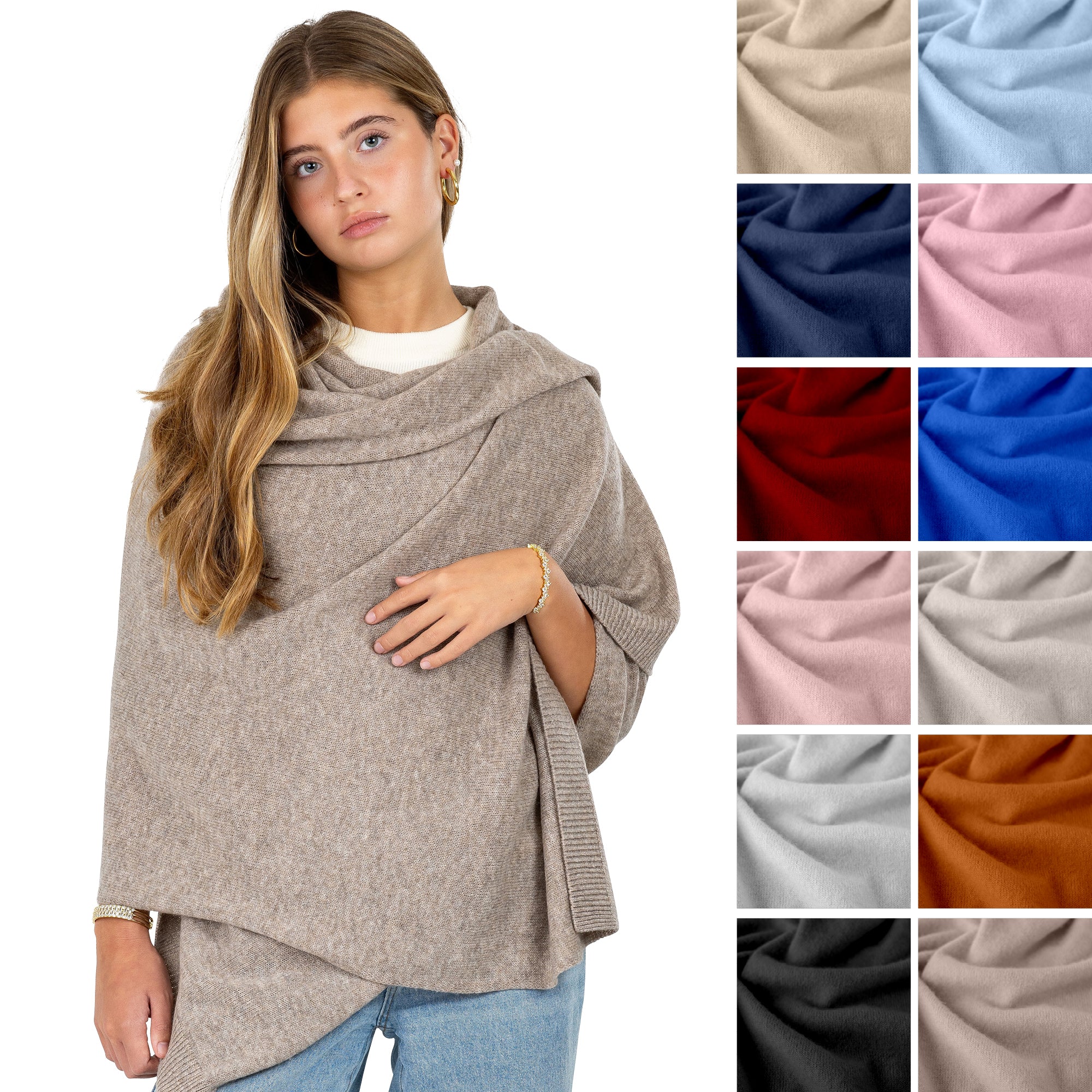 Velanio Cashmere Luxury Knitted Wrap Travel Shawl Scarf, Pashmina Stole, All-Season Scarf for Women Cashmere Wool Blend