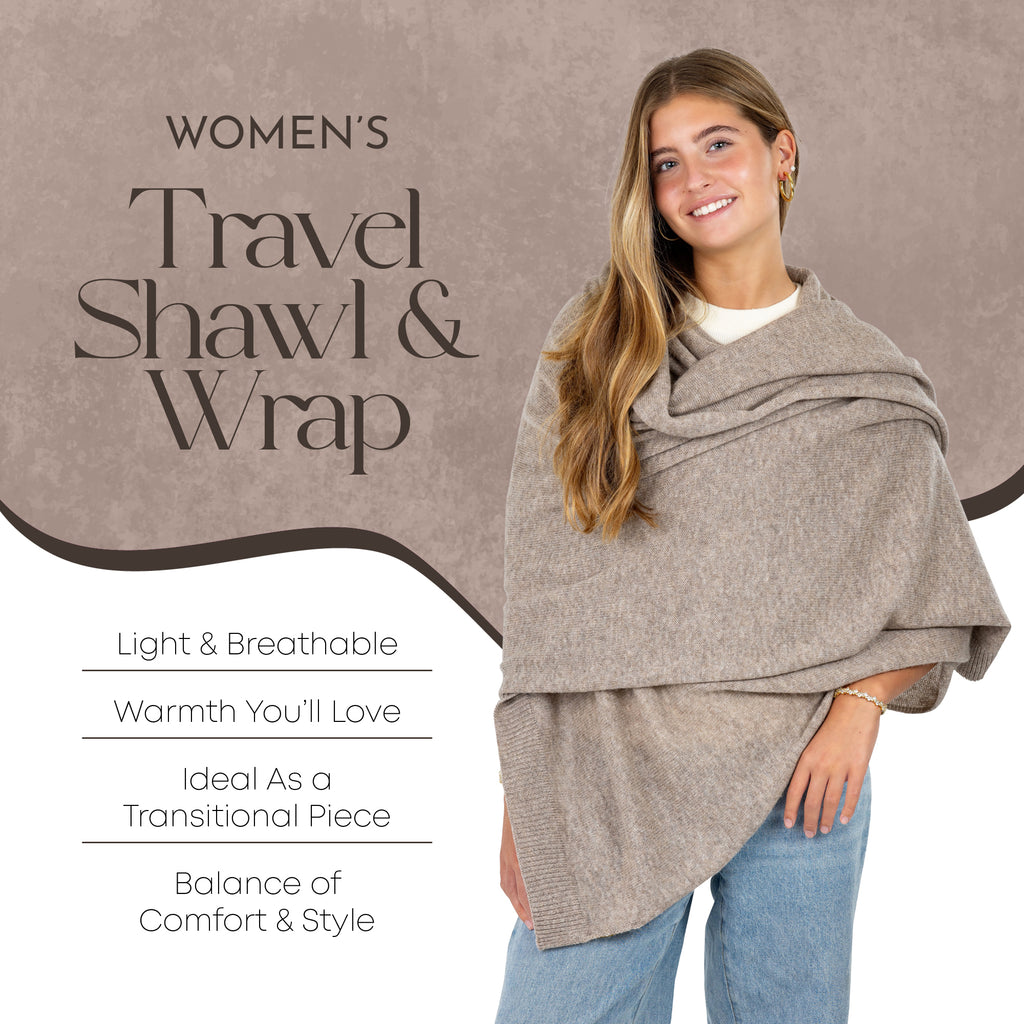 Velanio Cashmere Luxury Knitted Wrap Travel Shawl Scarf, Pashmina Stole, All-Season Scarf for Women Cashmere Wool Blend