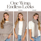 Velanio Cashmere Luxury Knitted Wrap Travel Shawl Scarf, Pashmina Stole, All-Season Scarf for Women Cashmere Wool Blend