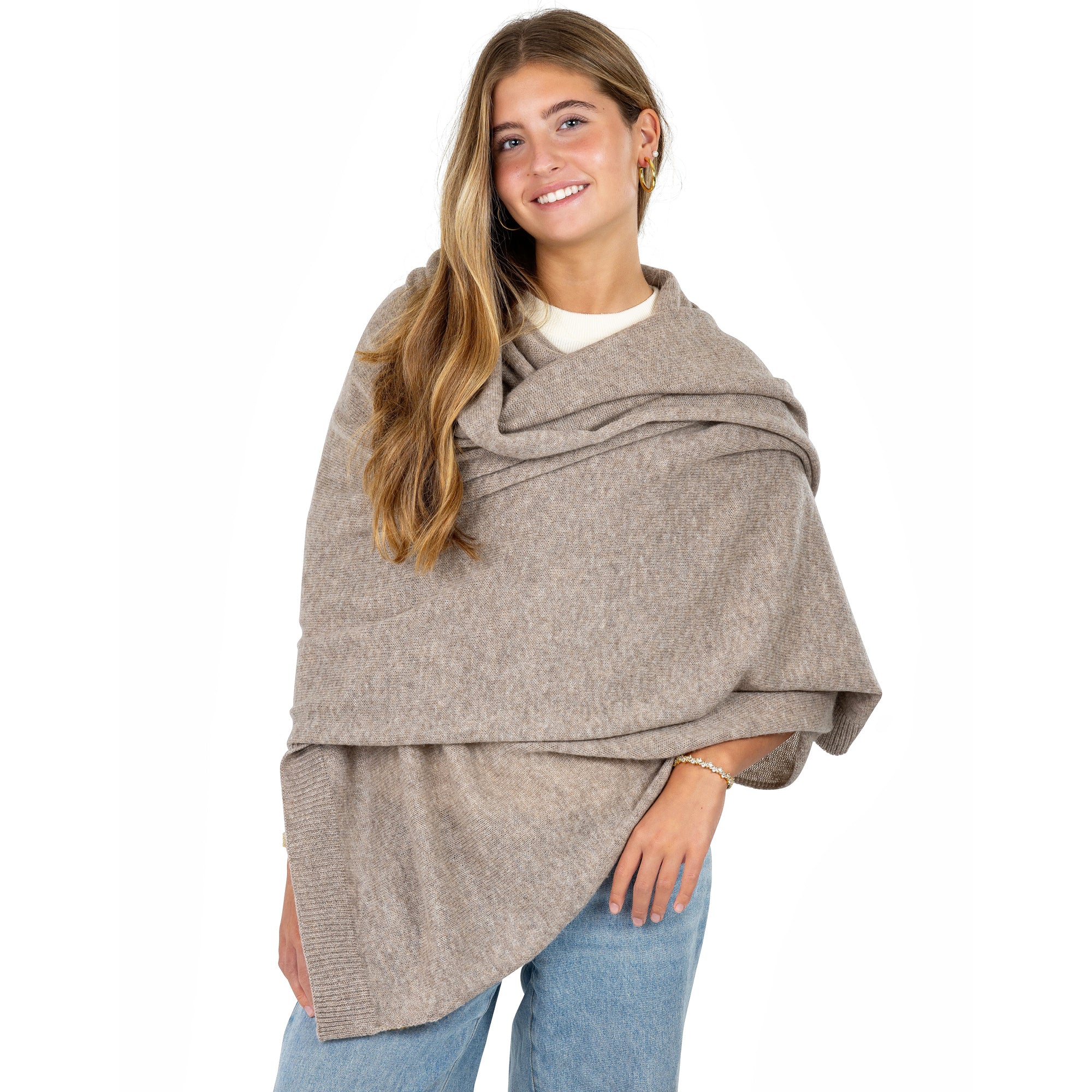 Velanio Cashmere Luxury Knitted Wrap Travel Shawl Scarf, Pashmina Stole, All-Season Scarf for Women Cashmere Wool Blend