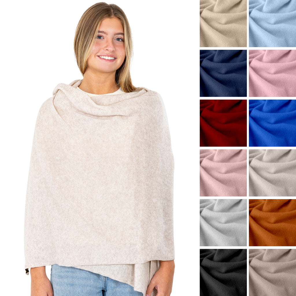 Velanio Cashmere Luxury Knitted Wrap Travel Shawl Scarf, Pashmina Stole, All-Season Scarf for Women Cashmere Wool Blend