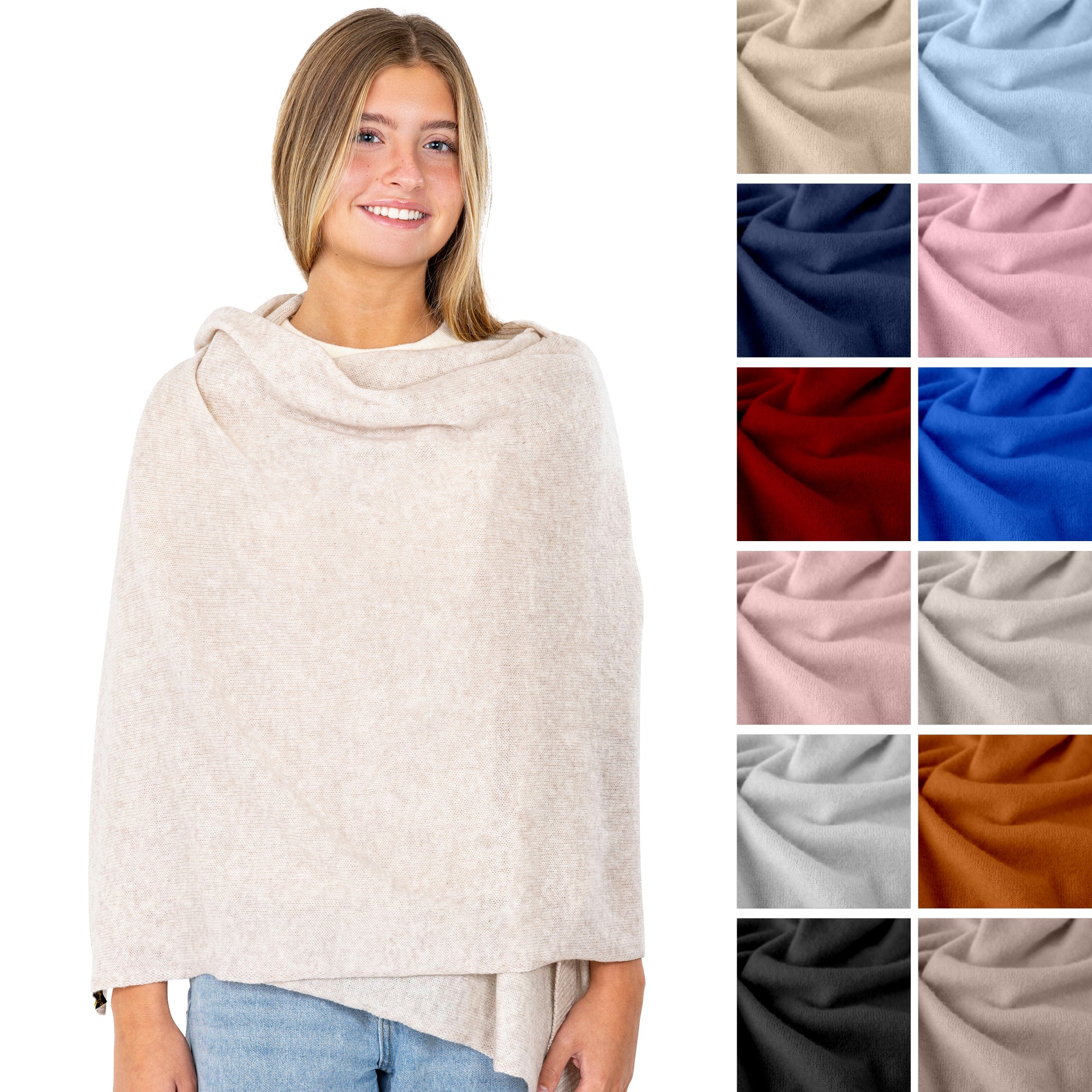 Velanio Cashmere Luxury Knitted Wrap Travel Shawl Scarf, Pashmina Stole, All-Season Scarf for Women Cashmere Wool Blend