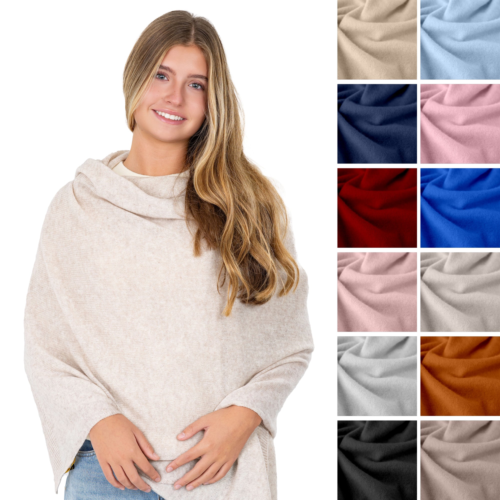 Velanio Cashmere Luxury Knitted Wrap Travel Shawl Scarf, Pashmina Stole, All-Season Scarf for Women Cashmere Wool Blend