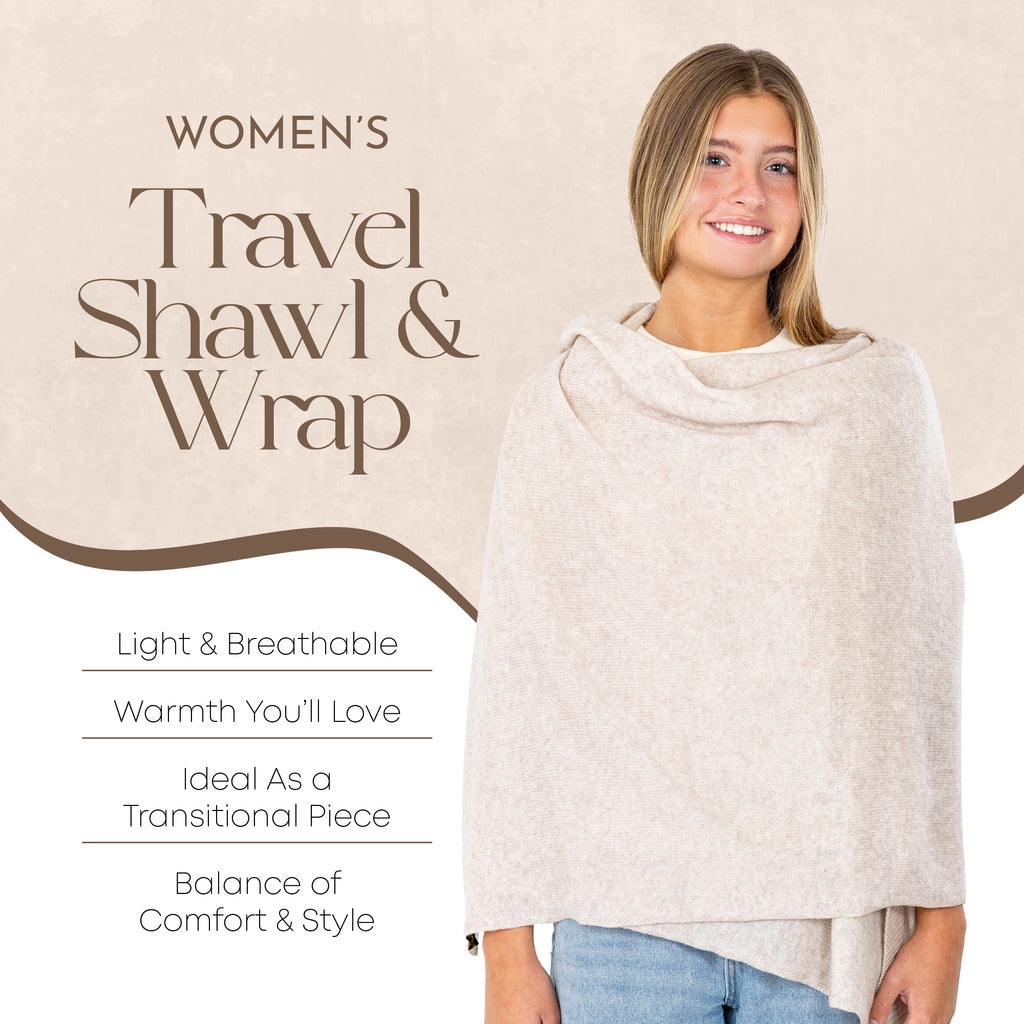 Velanio Cashmere Luxury Knitted Wrap Travel Shawl Scarf, Pashmina Stole, All-Season Scarf for Women Cashmere Wool Blend