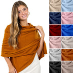 Velanio Cashmere Luxury Knitted Wrap Travel Shawl Scarf, Pashmina Stole, All-Season Scarf for Women Cashmere Wool Blend