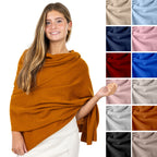 Velanio Cashmere Luxury Knitted Wrap Travel Shawl Scarf, Pashmina Stole, All-Season Scarf for Women Cashmere Wool Blend