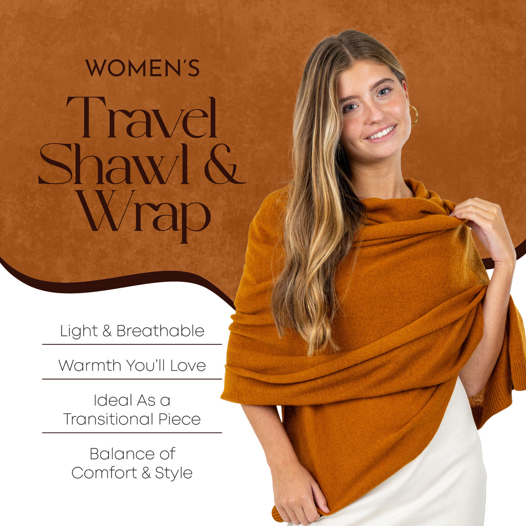Velanio Cashmere Luxury Knitted Wrap Travel Shawl Scarf, Pashmina Stole, All-Season Scarf for Women Cashmere Wool Blend