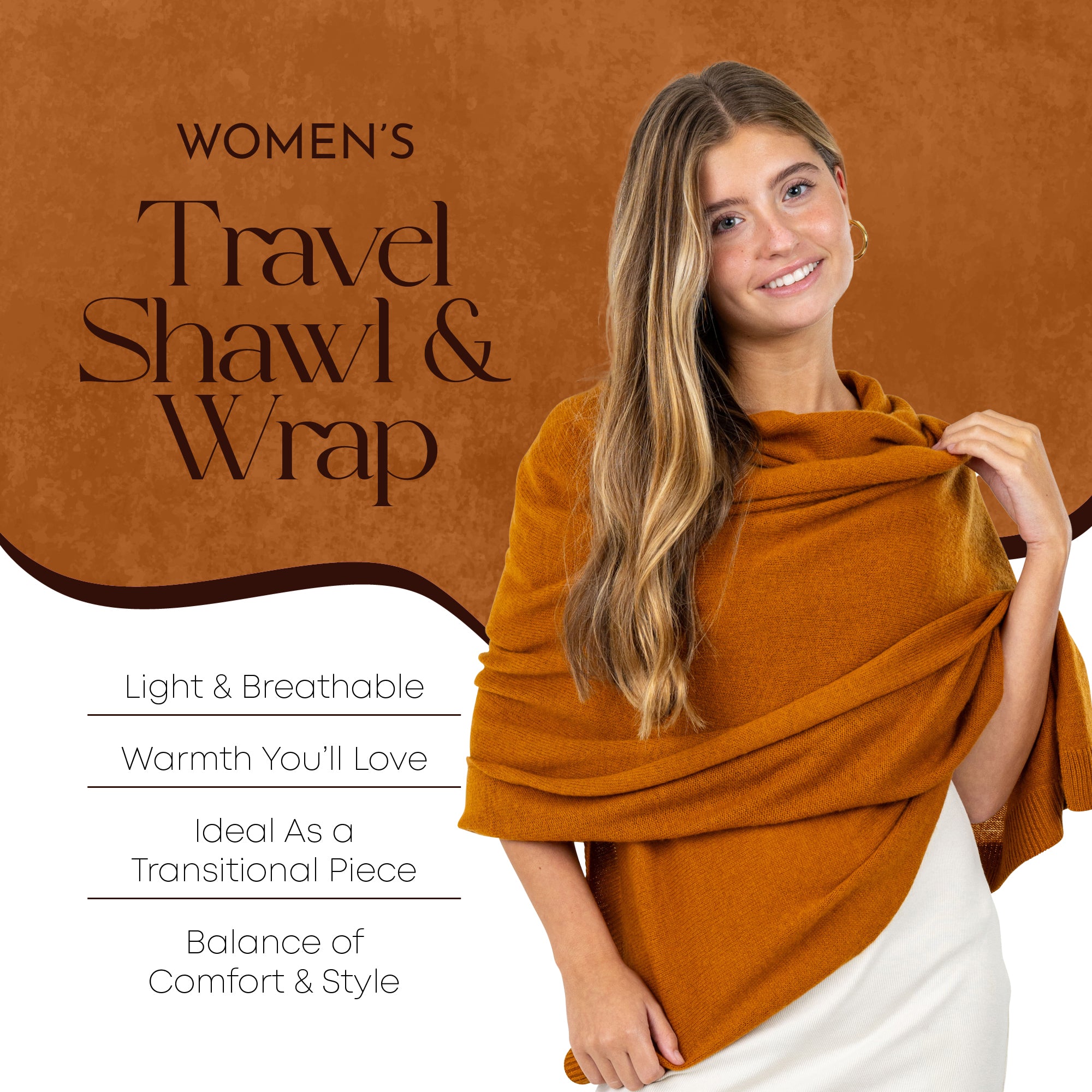 Velanio Cashmere Luxury Knitted Wrap Travel Shawl Scarf, Pashmina Stole, All-Season Scarf for Women Cashmere Wool Blend