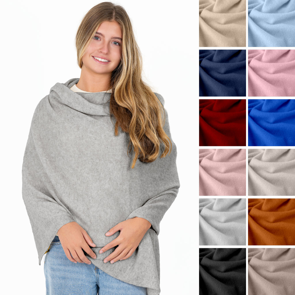 Velanio Cashmere Luxury Knitted Wrap Travel Shawl Scarf, Pashmina Stole, All-Season Scarf for Women Cashmere Wool Blend
