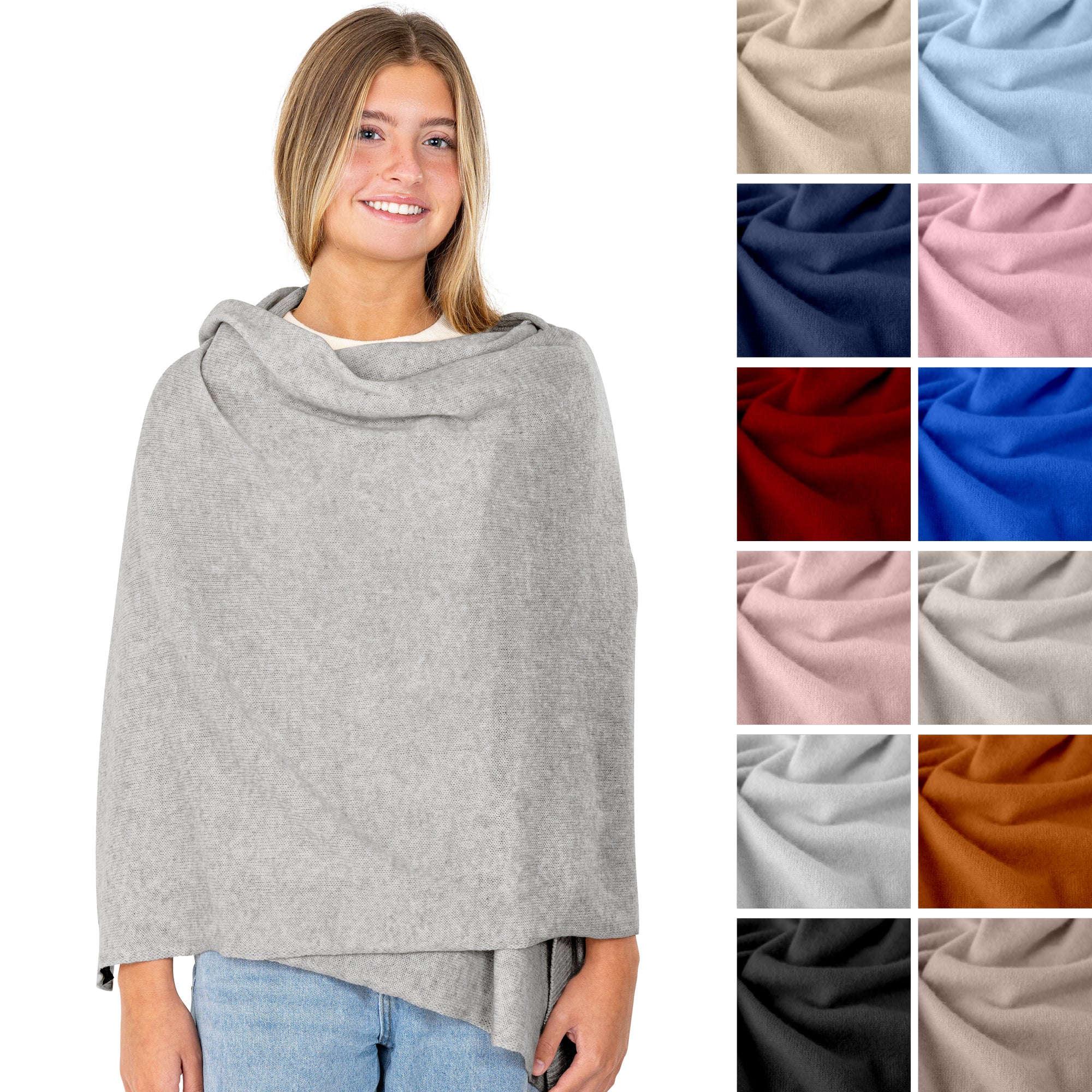 Velanio Cashmere Luxury Knitted Wrap Travel Shawl Scarf, Pashmina Stole, All-Season Scarf for Women Cashmere Wool Blend