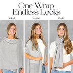 Velanio Cashmere Luxury Knitted Wrap Travel Shawl Scarf, Pashmina Stole, All-Season Scarf for Women Cashmere Wool Blend