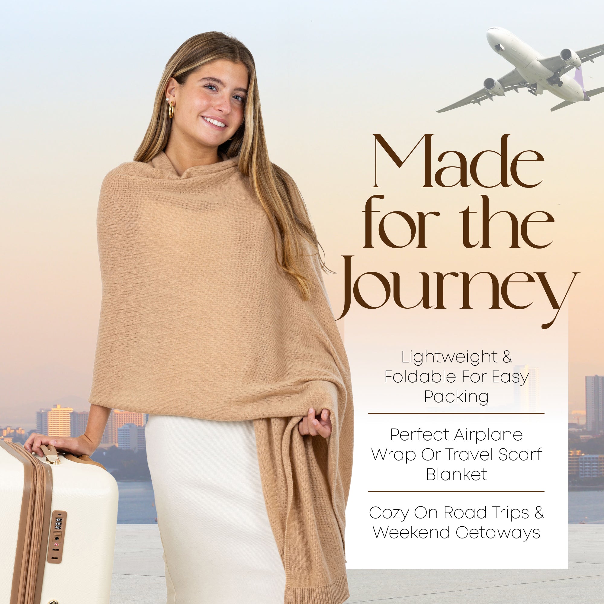 Velanio Cashmere Luxury Knitted Wrap Travel Shawl Scarf, Pashmina Stole, All-Season Scarf for Women Cashmere Wool Blend