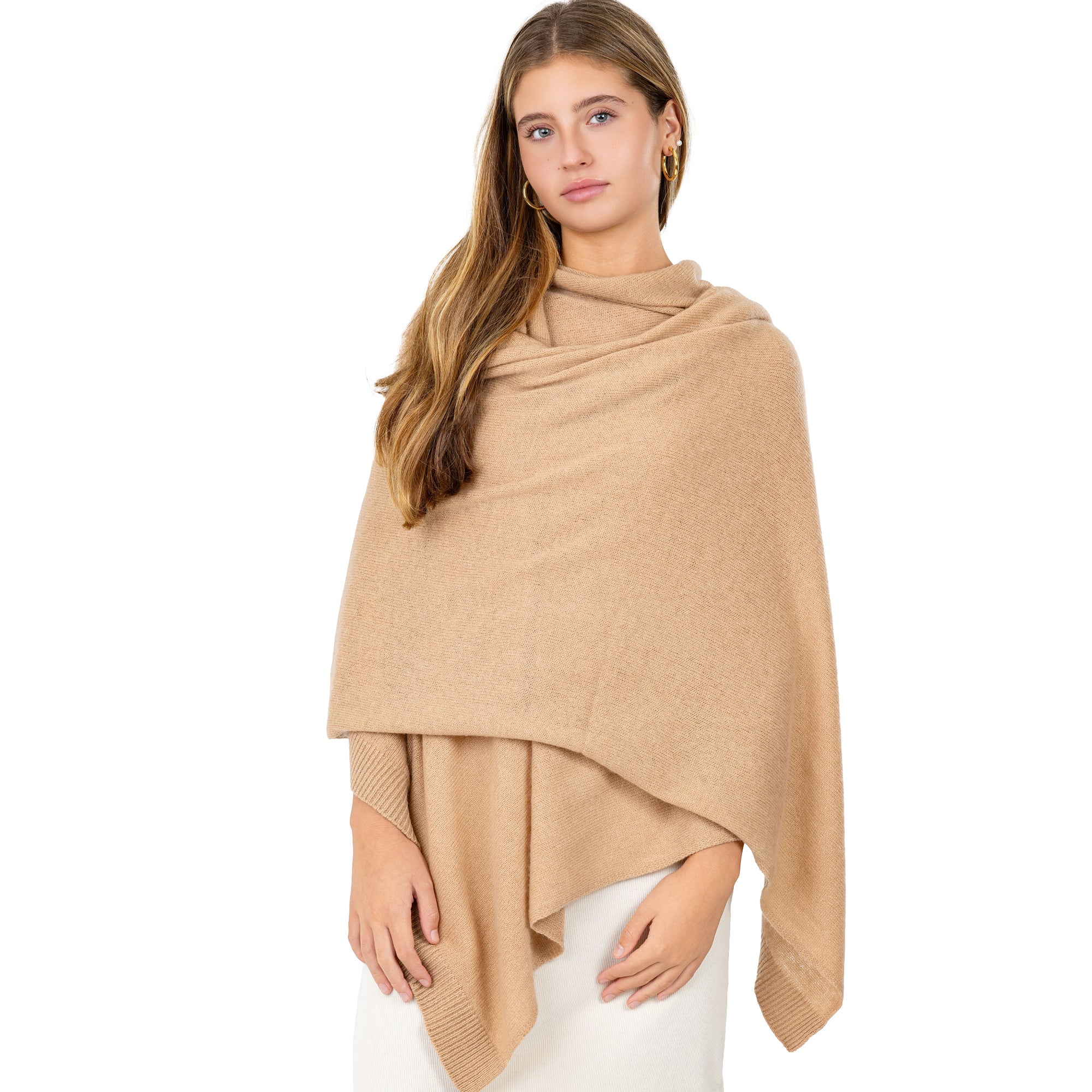 Velanio Cashmere Luxury Knitted Wrap Travel Shawl Scarf, Pashmina Stole, All-Season Scarf for Women Cashmere Wool Blend