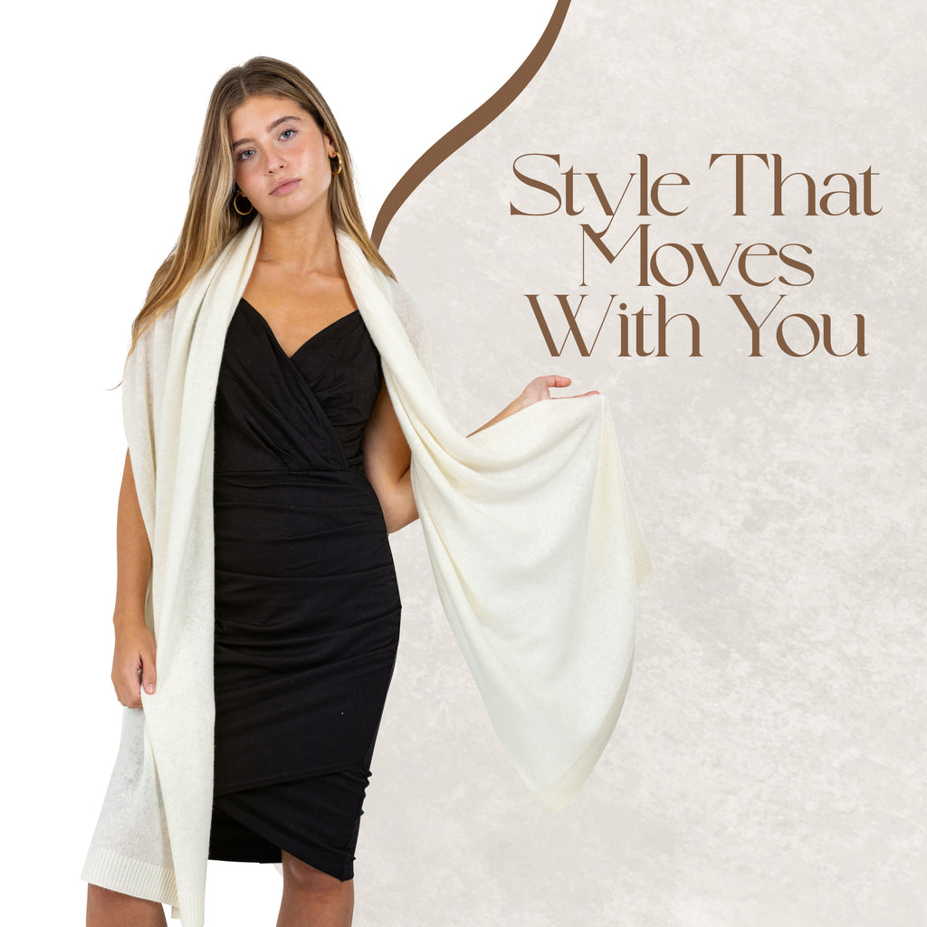 Velanio Cashmere Luxury Knitted Wrap Travel Shawl Scarf, Pashmina Stole, All-Season Scarf for Women Cashmere Wool Blend