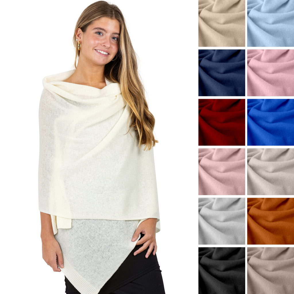 Velanio Cashmere Luxury Knitted Wrap Travel Shawl Scarf, Pashmina Stole, All-Season Scarf for Women Cashmere Wool Blend