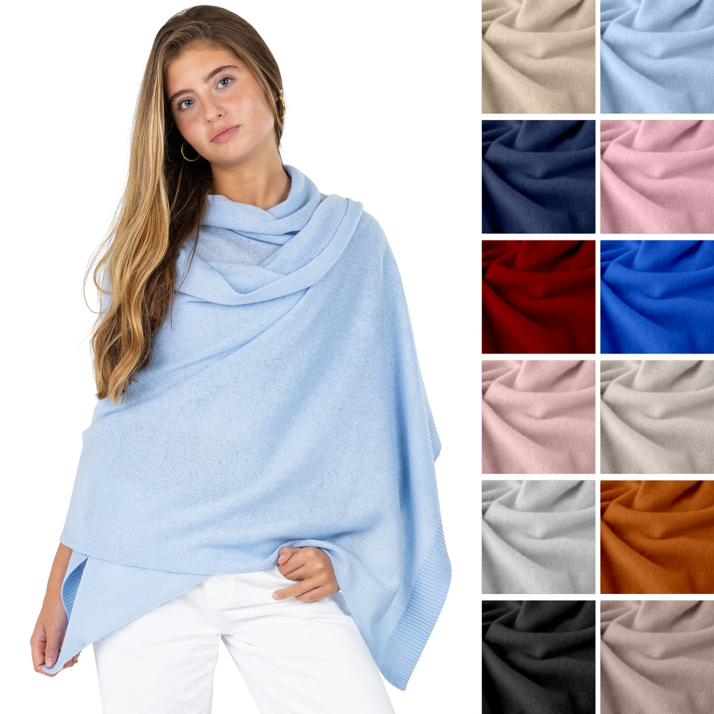 Velanio Cashmere Luxury Knitted Wrap Travel Shawl Scarf, Pashmina Stole, All-Season Scarf for Women Cashmere Wool Blend