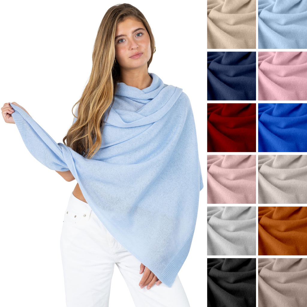 Velanio Cashmere Luxury Knitted Wrap Travel Shawl Scarf, Pashmina Stole, All-Season Scarf for Women Cashmere Wool Blend