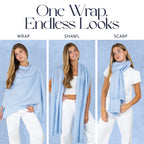 Velanio Cashmere Luxury Knitted Wrap Travel Shawl Scarf, Pashmina Stole, All-Season Scarf for Women Cashmere Wool Blend