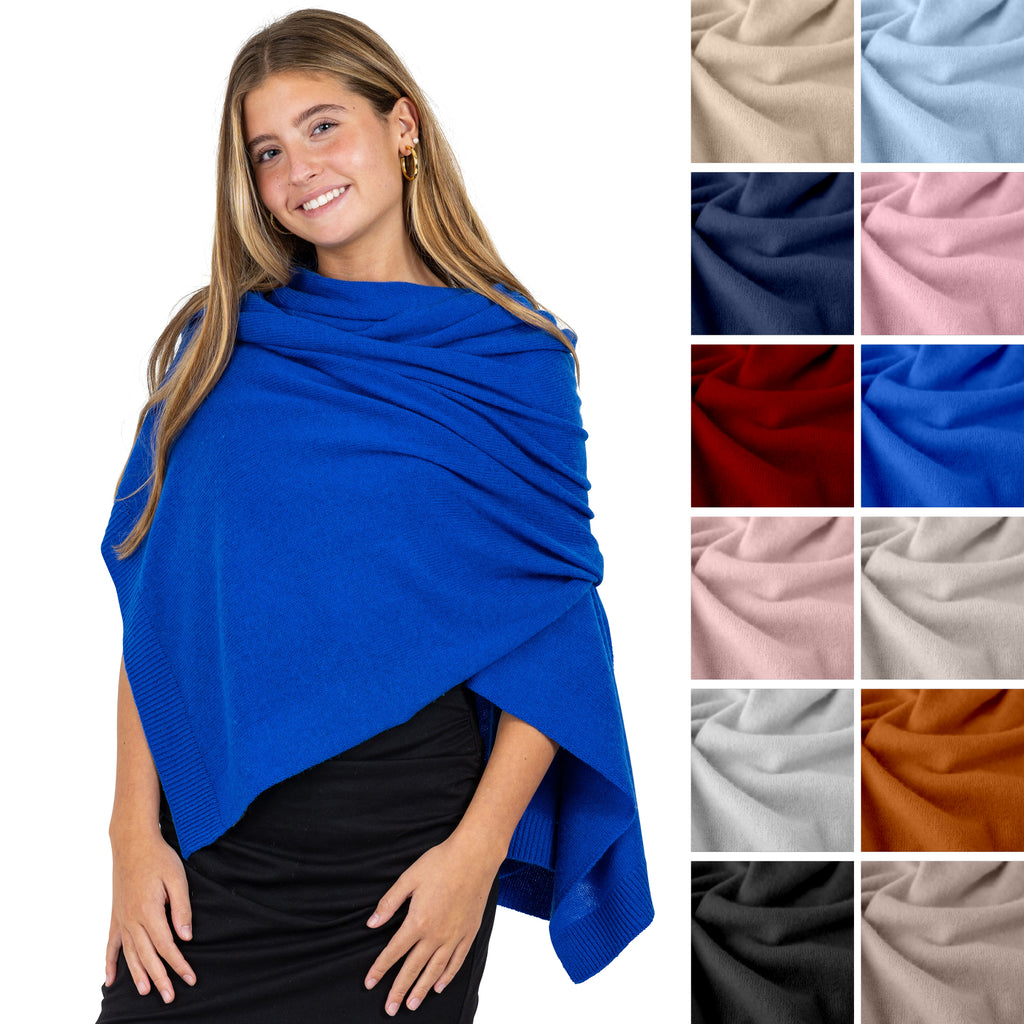 Velanio Cashmere Luxury Knitted Wrap Travel Shawl Scarf, Pashmina Stole, All-Season Scarf for Women Cashmere Wool Blend