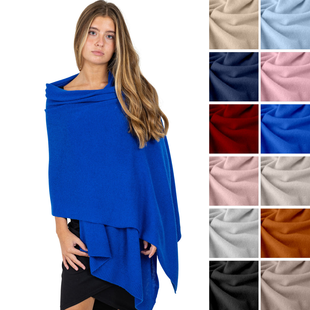 Velanio Cashmere Luxury Knitted Wrap Travel Shawl Scarf, Pashmina Stole, All-Season Scarf for Women Cashmere Wool Blend