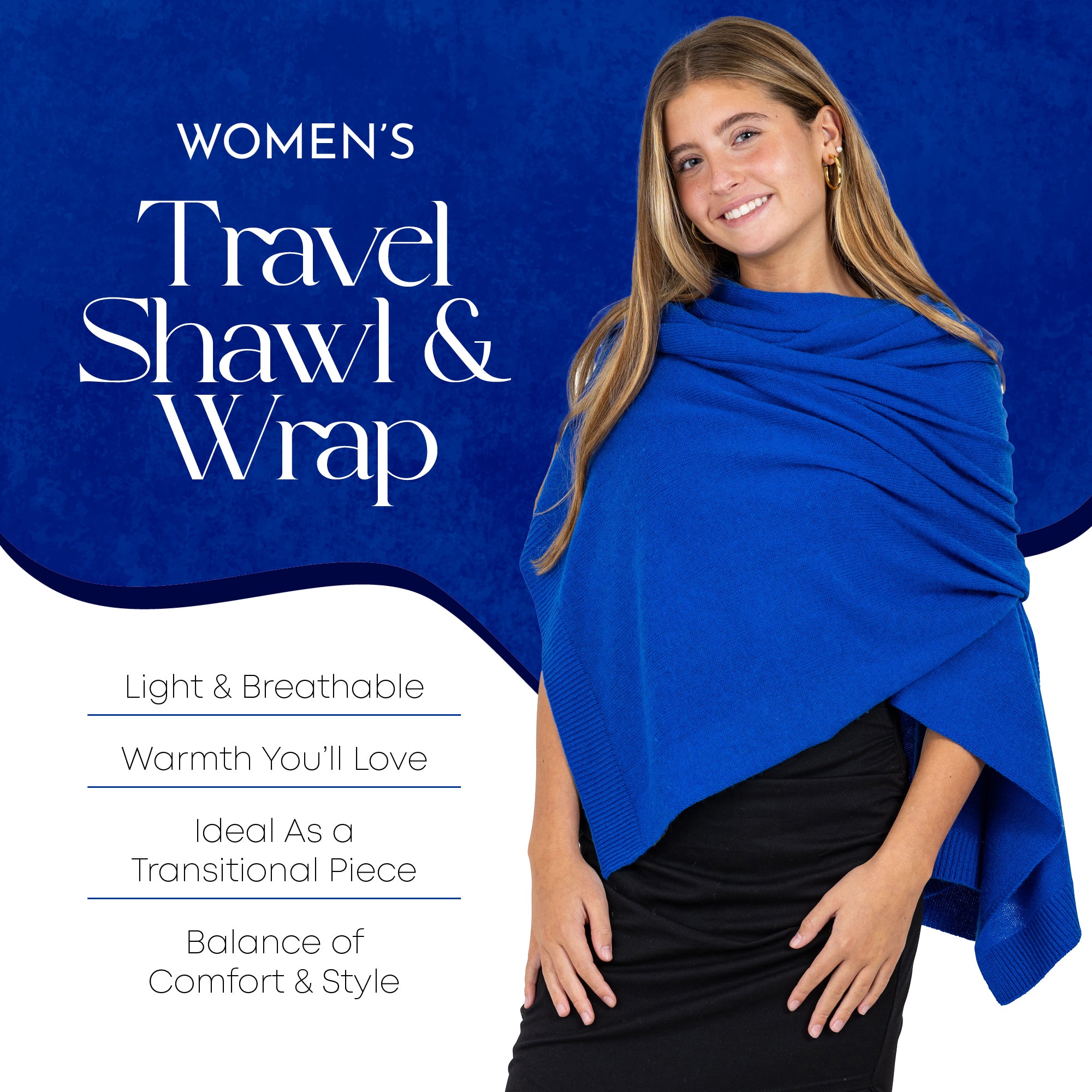 Velanio Cashmere Luxury Knitted Wrap Travel Shawl Scarf, Pashmina Stole, All-Season Scarf for Women Cashmere Wool Blend