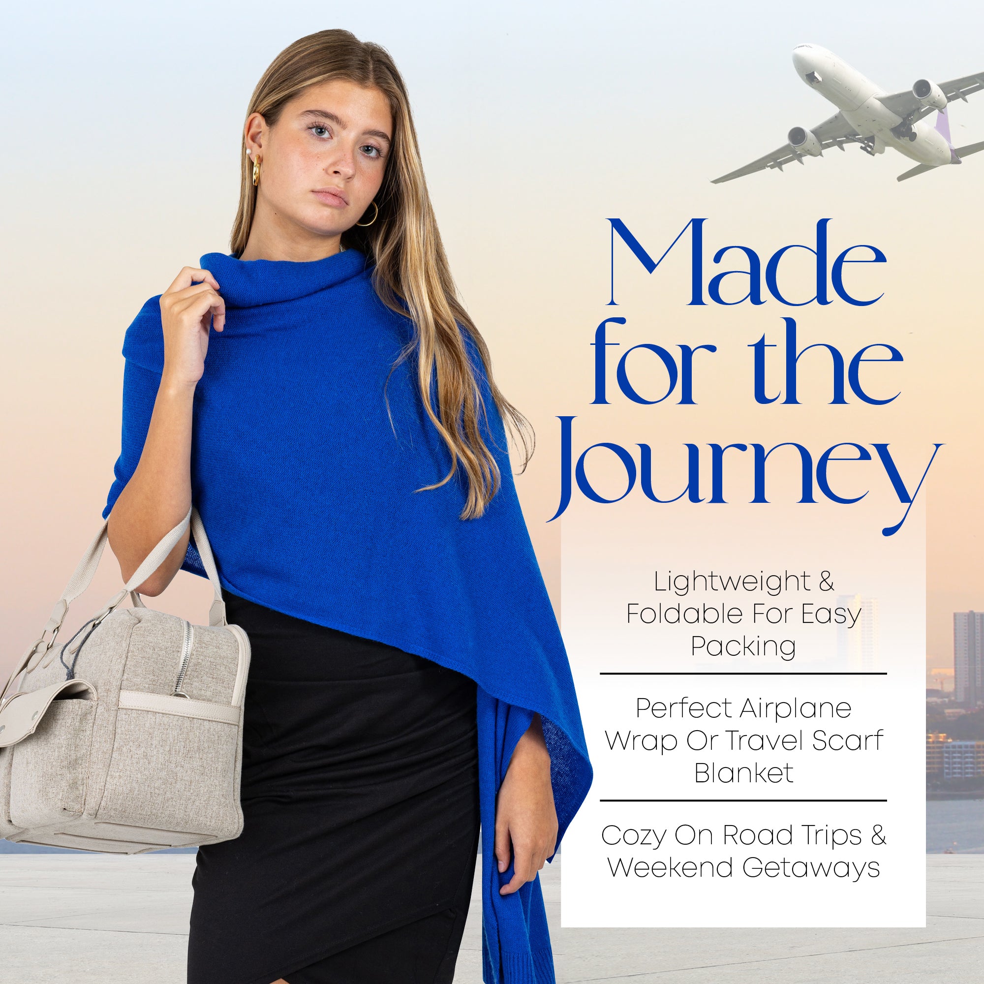 Velanio Cashmere Luxury Knitted Wrap Travel Shawl Scarf, Pashmina Stole, All-Season Scarf for Women Cashmere Wool Blend