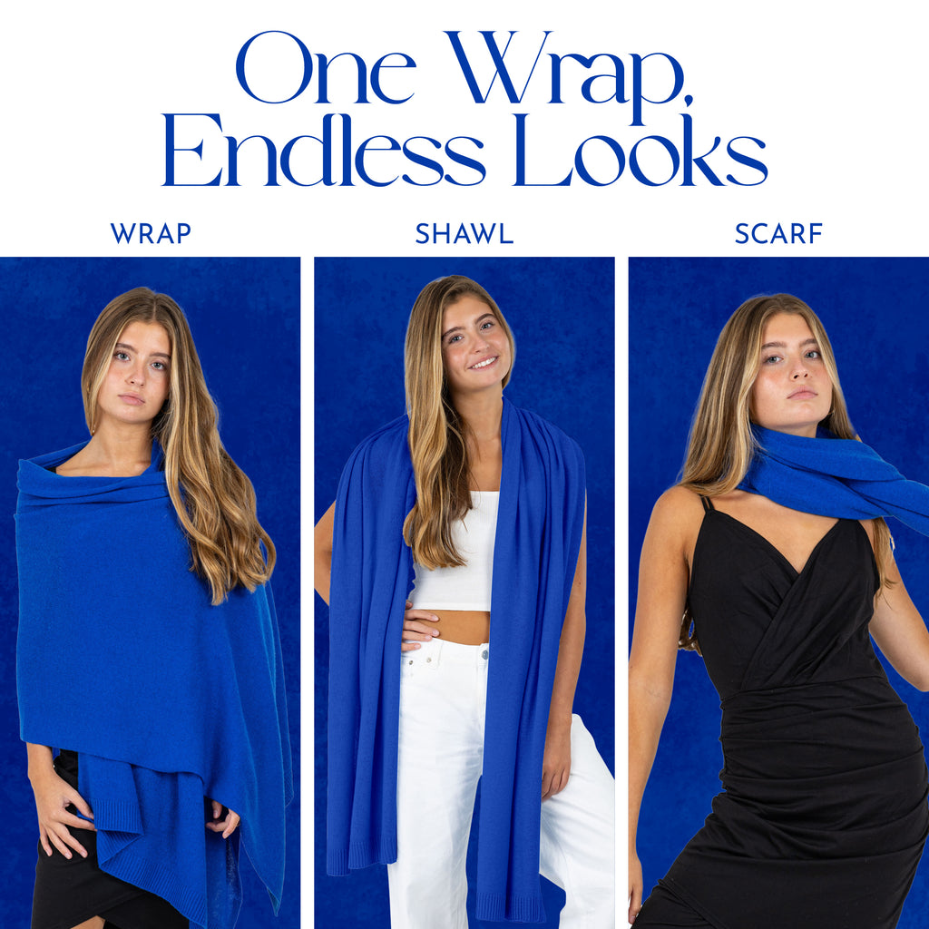 Velanio Cashmere Luxury Knitted Wrap Travel Shawl Scarf, Pashmina Stole, All-Season Scarf for Women Cashmere Wool Blend