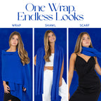 Velanio Cashmere Luxury Knitted Wrap Travel Shawl Scarf, Pashmina Stole, All-Season Scarf for Women Cashmere Wool Blend
