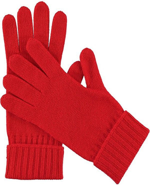 Cashmere Knitted Gloves With Ribbed Cuffed For Women