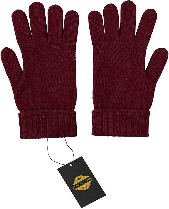 Cashmere Knitted Gloves With Ribbed Cuffed For Women