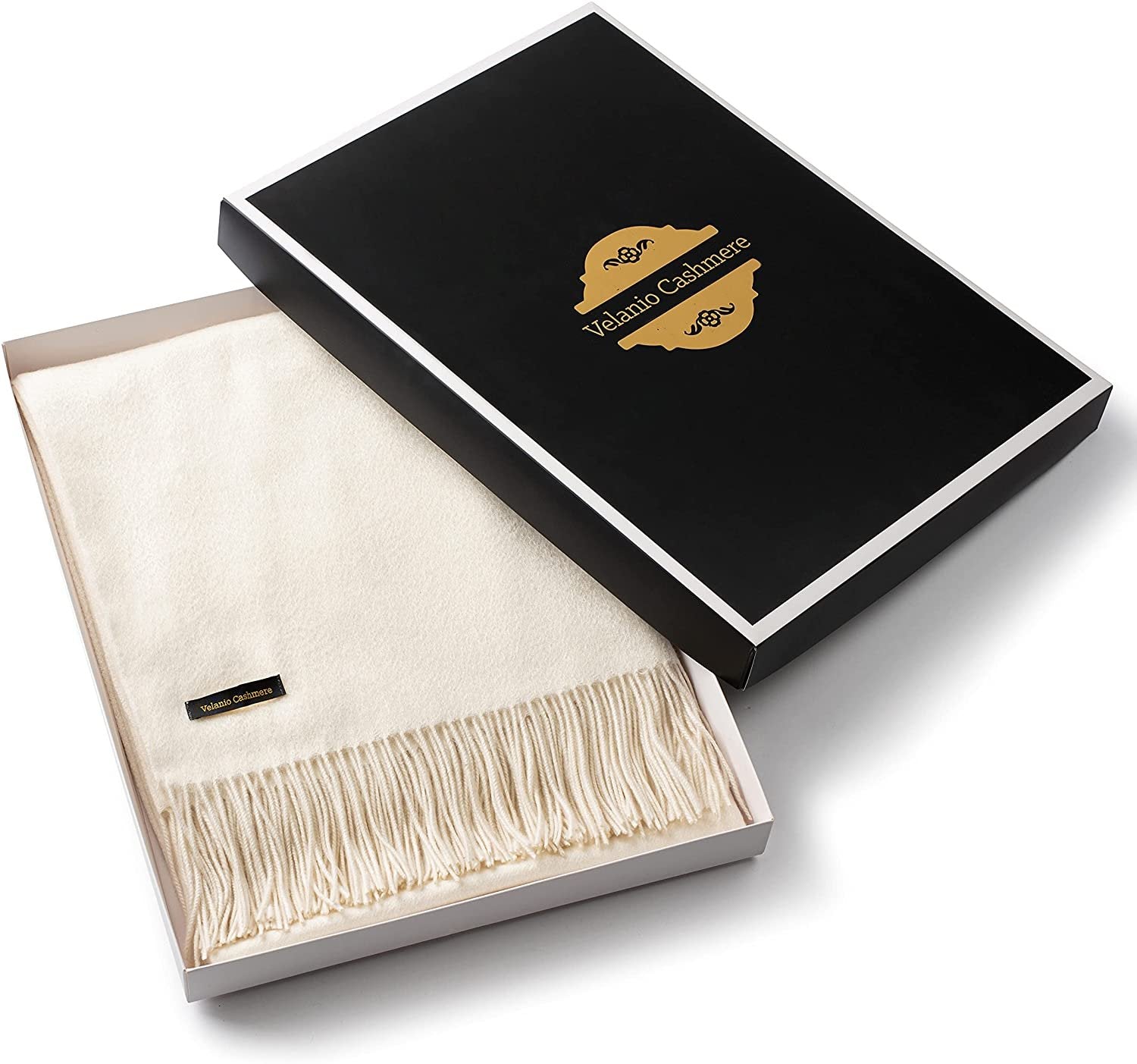 Cashmere Throw Blanket with Fringe | 60 x 54 Inch Super Soft Warm Blankets & Throws for Home, Travel