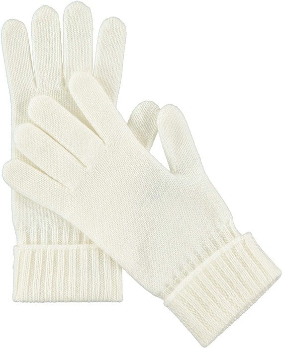 Cashmere Knitted Gloves With Ribbed Cuffed For Women