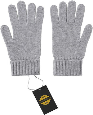 Cashmere Knitted Gloves With Ribbed Cuffed For Women