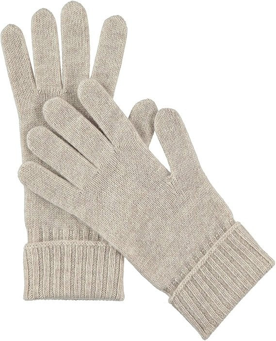 Cashmere Knitted Gloves With Ribbed Cuffed For Women