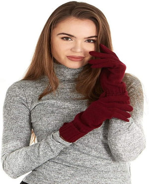 Cashmere Knitted Gloves With Ribbed Cuffed For Women